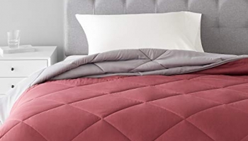 Amazonbasics Microfiber Single Large Comforter, Red, Burgundy, Pack Of 1, Reversible