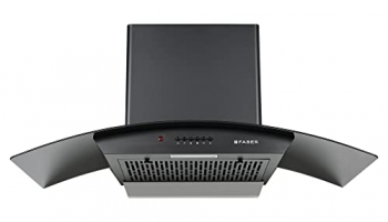 Faber 90 Cm 1100 M³/Hr Auto-Clean Curved Glass Kitchen Chimney (Hood Alpha Hc Pb Bk 90, Filterless Technology, Push Button, Black)