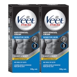 Veet Hair Removal Cream For Men, Sensitive Skin, 50G Each (Pack Of 2)