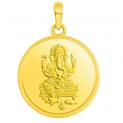 Candere By Kalyan Jewellers 2.30 Gms 24K (999) Yellow Gold Ganesh Gold Coin Pendant For Women