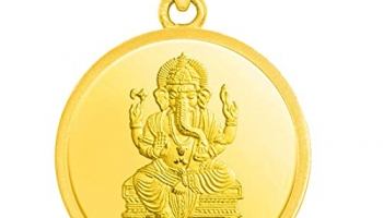 Candere By Kalyan Jewellers 2.30 Gms 24K (999) Yellow Gold Ganesh Gold Coin Pendant For Women