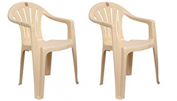 Cello Capri Chair Set (Plastic, Beige, Pack Of 2)