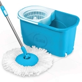 Gala E-Quick Spin Mop, Bucket Floor Cleaning, Easy Wheels & Big Bucket, Floor Cleaning Mop With Bucket, Pocha For Floor Cleaning, Mopping Set (White And Blue)