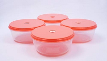 Unica Plastic Round Vent Lid Bowl, 1156 Ml, Multicolor, 4 Piece