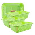 Wonder Plastic Natasha 1013 Fruit Basket Set, 4 Pcs Basket, Green Color, Made In India, Kbs02580