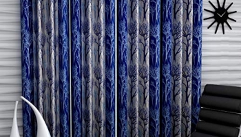 Fashion String 4 Pieces Door Curtain Set, 7 Feet Long ,Blue, Polyester