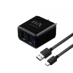 Flix Usb Charger,Flix (Beetel) Bolt 2.4 Dual Poart,5V/2.4A/12W Usb Wall Charger Fast Charging,Adapter For Android/Iphone 11/Xs/Xs Max/Xr/X/8/7/6/Plus,Ipad Pro/Air 2/Mini 3/4,Samsung S4/S5 & More-Black