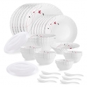 Cello Opalware Dazzle Series Lush Fiesta Dinner Set, 35Pcs, Service For 6, White