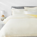 Amazonbasics Microfiber Queen Size 3-Piece Quilt/Duvet/Comforter Cover Set – With 2 Pillow Covers Yellow Scallop