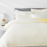 Amazonbasics Microfiber Queen Size 3-Piece Quilt/Duvet/Comforter Cover Set – With 2 Pillow Covers Yellow Scallop