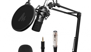 Maono Au-A03 Condenser Microphone Kit Podcast Mic With Boom Arm Microphone Stand (Black)