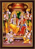 Saf Ram Darbar Sparkle Coated Framed Home Decorative Gift Item Painting (13.25 Inch X 9.25 Inch) Safr3276 (Religious)