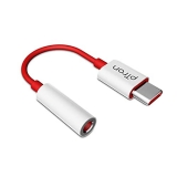Ptron Solero C1 Type-C To 3.5Mm Jack Headphones Audio Connector, Compatible With Audio Adapter Accessory Mode Type-C Port Devices Xiaomi, Oneplus Nord /8T/8/7T/7/7 Pro/1+6/1+6T (White & Red