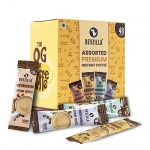 Bevzilla Instant Coffee Powder – 48 Sachets | Turkish Hazelnut, Colombian Gold, French Vanilla & English Butterscotch | 12 Sachets Each Flavour| Hot & Cold Coffee| Makes 48 Cups| 100 % Arabica Coffee| Strong Coffee| Best Coffee| Espresso, Latte, Cappuccino