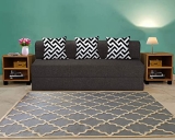 Dr Smith Sofa Cum Bed For Home- 3 Seater, Black- 6’X6′ Feet- With Three Cushions (Zigzag Pattern)