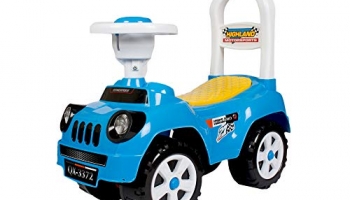 Toys Treasure Highland Jeep Ride On, Baby Car, Kids Car, Toy Car, Push Car With Whistle Sound Toy For 1 Year Old Baby, Blue