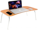 Callas Multipurpose Foldable Office Laptop Table Desk Organizer | Laptop Table With Mac Holder/Tab Holder | Study Table, Breakfast Table, Desk Table Foldable And Portable | Non-Slip Legs (Ca-24 Brown)