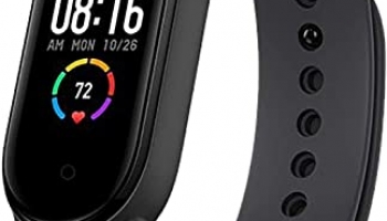 Hug Puppy Smart Band M5 Blue Fitness Band For Men Activity Fitness Tracker Watch With Functions Like Heart Rate, Steps Counter, Calorie Counter With Waterproof Body For Men And Women (Black)