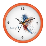 Story@Home Round Shape Wall Clock With Glass For Home/Kitchen/Living Room/Bedroom/Office (Orange)
