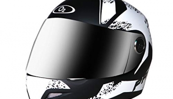 O2 Max Pro Full Face Helmet With Scratch Resistant Mercury Visor, Cross Ventilation & Matte Finish Graphics For Men’S Bike Motorcycle Scooty Riding (White, M)