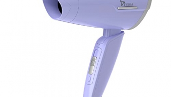 Syska 1200 Watts Hair Dryer Hd1200 With 2 Heat/Speed, 1.6M Power Cord With Hanging Loop, Foldable Function, Overheating Protection (Purple)