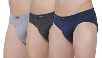 Levi’S Men’S Cotton Style #011 Comfort Regular Fit Solid Brief (Pack Of 3) (#011-Brief-Lt Dk Gmel/Nmel-P3_Light, Dark Grey, Navy Melange_L)