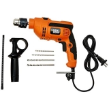 Black+Decker Kr554Re Corded Variable Speed Reversible Hammer Drill Machine With Lock-On & 4 Drill Bits, 550 Watts 13Mm 2800 Rpm, For Home Use, 1 Year Warranty