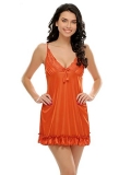 Clovia Women’S Sexy Ruffled Babydoll In Rust Orange (Ns0465P16_Orange_M)