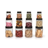 Cello Checkers Plastic Pet Canister Set, 12 Pieces, Clear, Capacity – 4-300Ml, 4-650Ml, 4-1200Ml