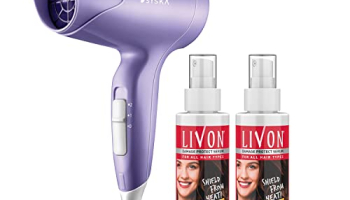 Livon Damage Protect Serum For Women & Men, Protection Up To 250°C & 2X Less Hair Breakage, 100 Ml (Pack Of 2) With Syska Hair Dryer
