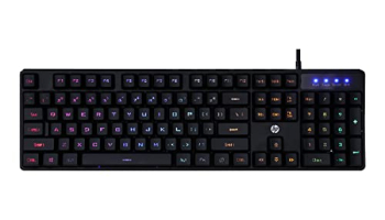 Hp K300 Backlit Membrane Wired Gaming Keyboard With Mixed Color Lighting, 4 Led Indicators, Matte Finish Double Injection Key Caps And Windows Lock Key / 3 Years Warranty(4Qm95Aa)