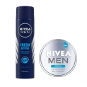 Nivea Deodorant, Fresh Active For Men, 150Ml And Fresh Face Moisturizer Gel For Men, 75Ml