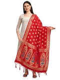 Devangi Women’S Woven Banarasi Silk Zari Dupatta/Chunni, Width 1 Meter, Length 2.5 Meter (Om-Dt-05-Red)