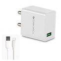 Zebronics Zeb-Ma5311Q 18W Rapid Charge Usb Charger Adapter With 1 Metre Type C Cable, 5V 3.1A Output, For Mobile Phone/Tablets (White)