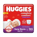 Huggies Complete Comfort Wonder Pants, Extra Small (Xs) Size Baby Diaper Pants, (90 Count) With 5 In 1 Comfort