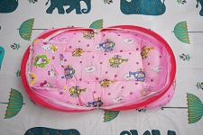 Patiofy Baby Bed With Net/New Born Baby Bed With Pillow/New Born Baby Bed With Mosquito Net/Baby Bed With Mosquito Net/Thick Cotton Cushioned Material (Pink)