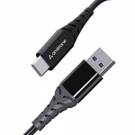 Ambrane 60W / 3A Fast Charging Output Cable With Type-C To Usb For Mobile, Neckband, True Wireless Earphone Charging, 480Mbps Data Sync Speed, 1M Length (Act – Az10, Black)