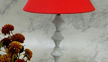 Classic White Lamp With Red Shade