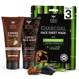 Bombay Shaving Co Coffee Facial Glow Kit | Coffee Scrub, Coffee Face Wash & Charcoal Sheet Mask | Gift Set For For Men & Women | Detoxify And Rejuvenate Your Skin | Pack Of 3
