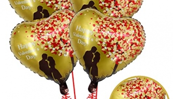 Amfin® (Pack Of 4) Happy Valentine Day Decor / Valentine Day Decoration Kit / Proposal Decoration Items / Bedroom Decoration Items / Love Theme Decoration / Heart Balloons For Decoration