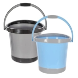 Kuber Industries Plastic Bucket For Home/Kitchen/Office/With Handle, 18 Litre Pack Of 2 (Grey & Blue)-46Km0366, Standard