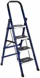 Amazonbasics Super Clamber – Non-Trip And Flat-Foldable Step Ladder, With Anti-Skid Steps And Double-Grip Technology, 4 Steps (Steel, Blue & White)