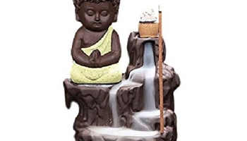 Decora Craft Polyresin Buddha Incense Smoke Burner Fountain, Standard, Yellow