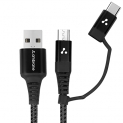 Ambrane Abdc-10 2 In 1 Type-C & Micro Usb Cable With 3A Fast Charging, 480 Mbps High Data Transmission Speed, Compatible With All Type-C & Micro Usb Devices (Black/Grey)