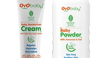 Oyo Baby Talc Free Baby Powder For New Born Babies, Kids 100Gm & Baby Daily Moisturising Cream For Delicate Skin 50Ml