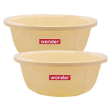 Wonder Homeware Tub 20 Unbrbreakable Tub, 2 Pc Tub 16 Ltr, Yellow Color Made In India, Kbs01867, Standard (Tub_20_2_Yellow)