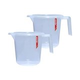 Wonder Measure Transparent Plastic Bathroom Mug With Measurement, 1100 Ml, Set Of 2, Multicolor