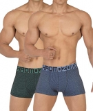 Chromozome Men’S Striped Trunks Vb 6 (Pack Of 2) _Blue Mel + Greenmelwblk_S