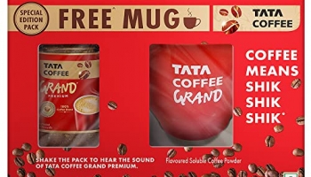 Tata Coffee Grand Premium Instant Coffee | Special Edition Promo Pack | 100% Coffee Blend | With Flavour Locked Decoction Crystals| 50G Jar With Mug