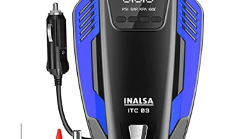 Inalsa Tyre Inflator Itc 03 With Digital Display | 12 V Dc Portable Tyre Inflator | 150 Psi With 3 Modes Of Emergency Led Light | 150 Watt (Black/Blue)